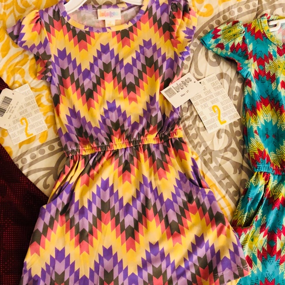 LulaRoe NWT Girls Mae 2 dress S/M leggings bundle - Picture 2 of 5